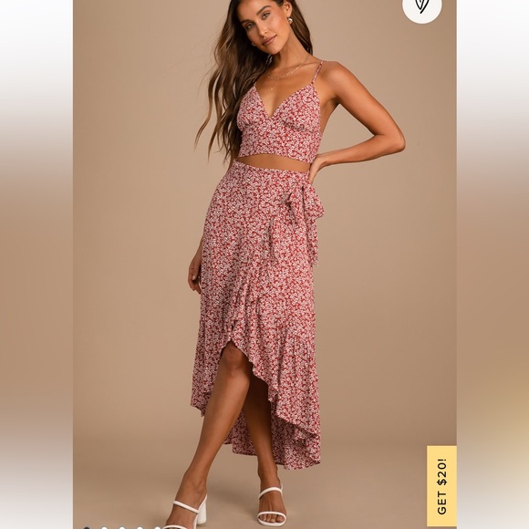 Lulus Dresses & Skirts - Lulus Summer Romance Rust Floral Two Piece Set